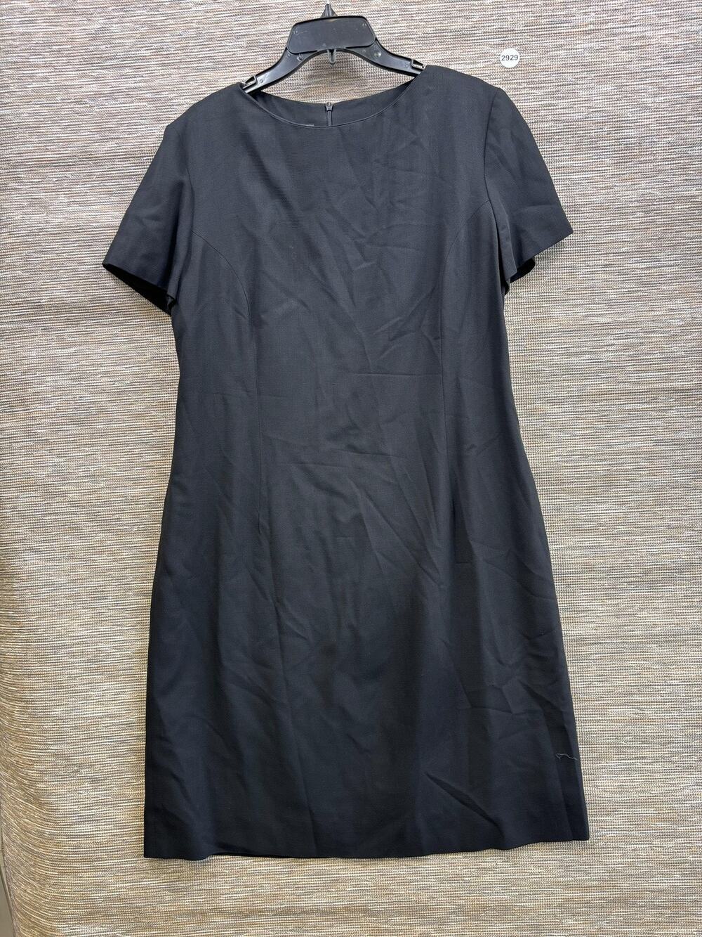 Vintage Bill Burns Nordstrom Dress Womens Size 16 Black Wool Sheath Short Sleeve